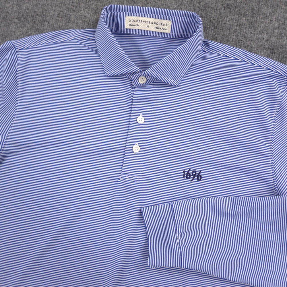 Holderness & Bourne The Burke Polo Shirt Mens M Blue Jonathans Landing Golf Club